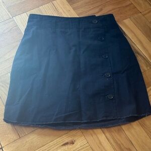 BDG Black Button-Front Mini Skirt